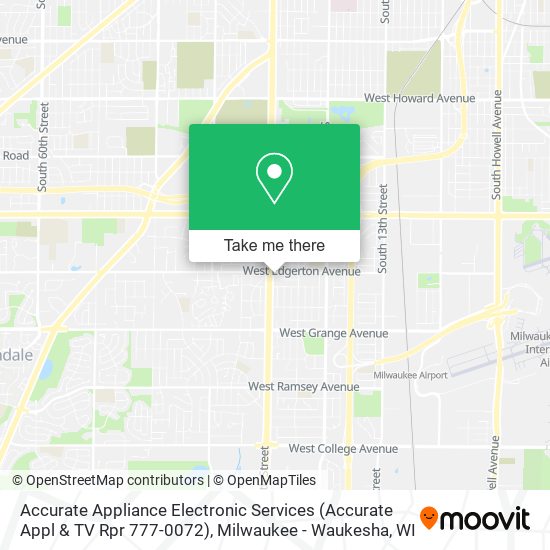 Mapa de Accurate Appliance Electronic Services (Accurate Appl & TV Rpr 777-0072)