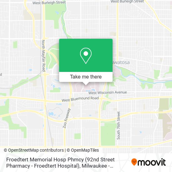 Froedtert Memorial Hosp Phmcy (92nd Street Pharmacy - Froedtert Hospital) map