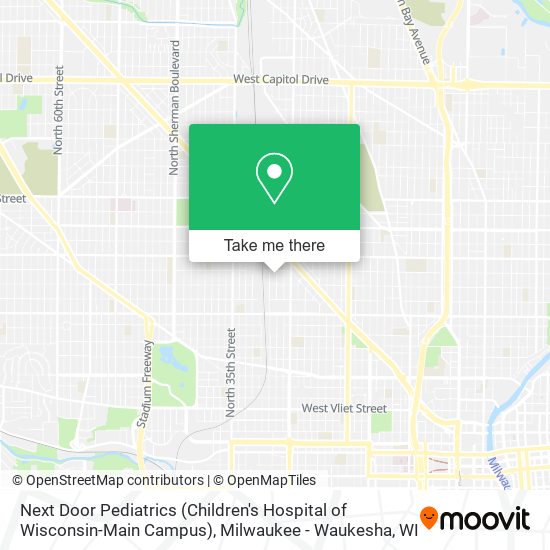 Mapa de Next Door Pediatrics (Children's Hospital of Wisconsin-Main Campus)