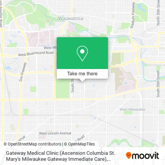 Mapa de Gateway Medical Clinic (Ascension Columbia St. Mary's Milwaukee Gateway Immediate Care)