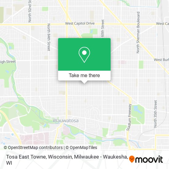 Mapa de Tosa East Towne, Wisconsin