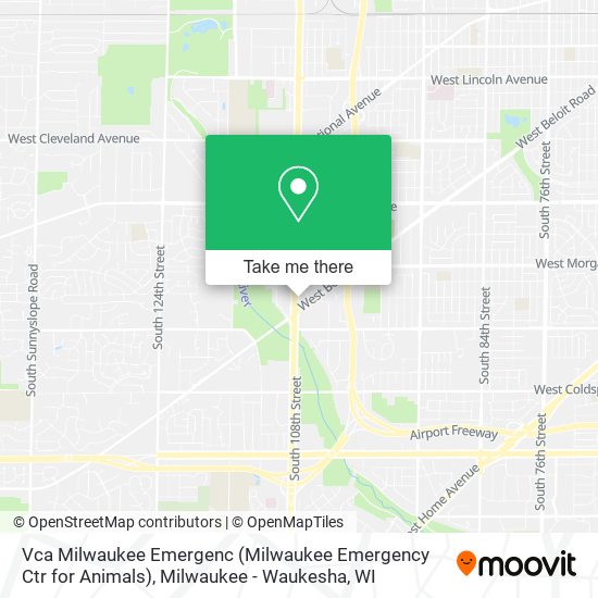 Mapa de Vca Milwaukee Emergenc (Milwaukee Emergency Ctr for Animals)