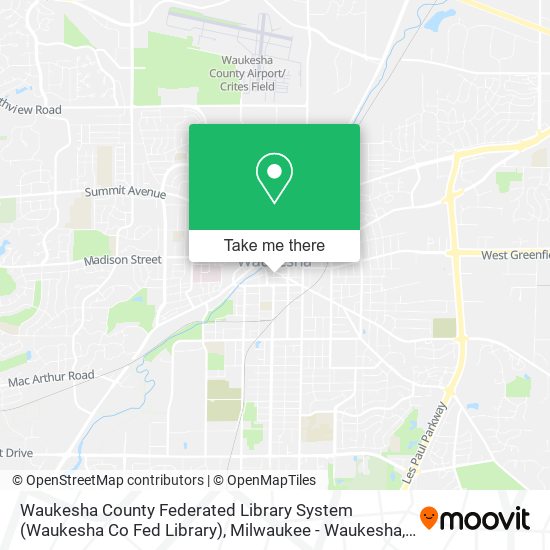 Waukesha County Federated Library System (Waukesha Co Fed Library) map