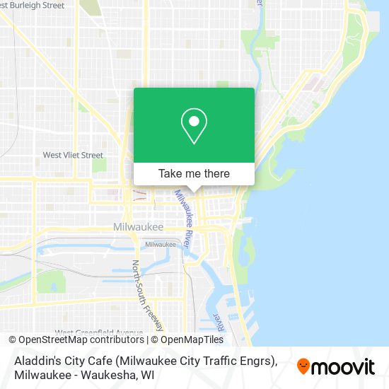 Mapa de Aladdin's City Cafe (Milwaukee City Traffic Engrs)