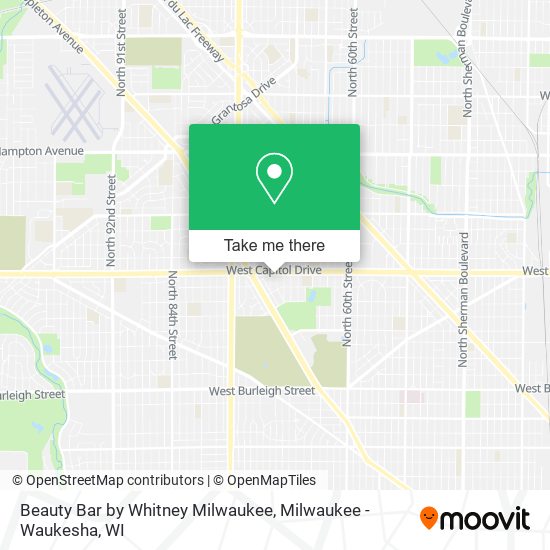 Beauty Bar by Whitney Milwaukee map