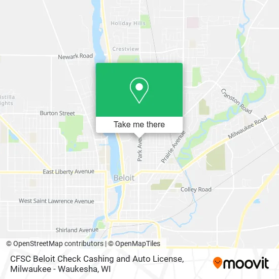 CFSC Beloit Check Cashing and Auto License map