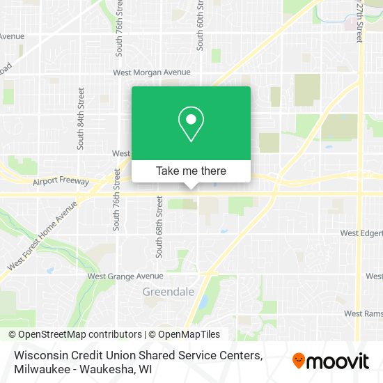 Mapa de Wisconsin Credit Union Shared Service Centers