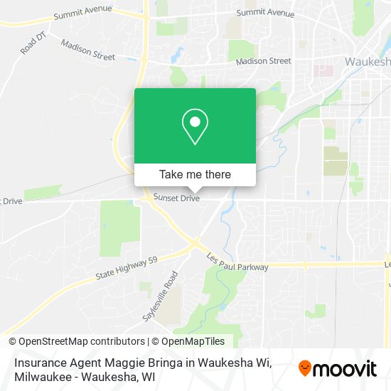 Insurance Agent Maggie Bringa in Waukesha Wi map