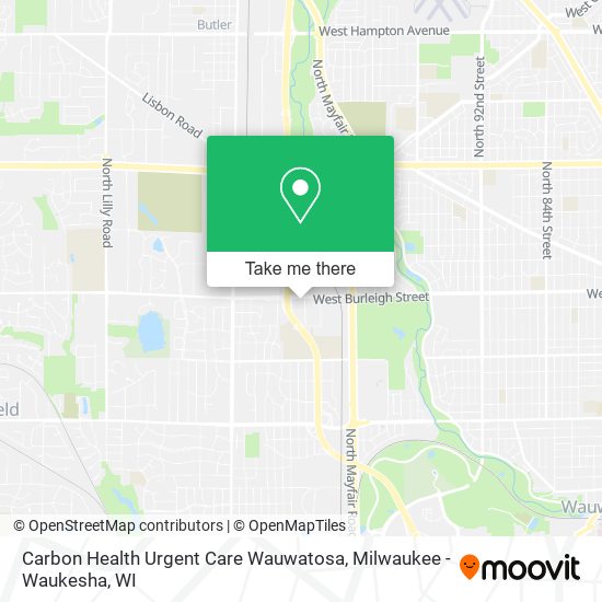 Mapa de Carbon Health Urgent Care Wauwatosa