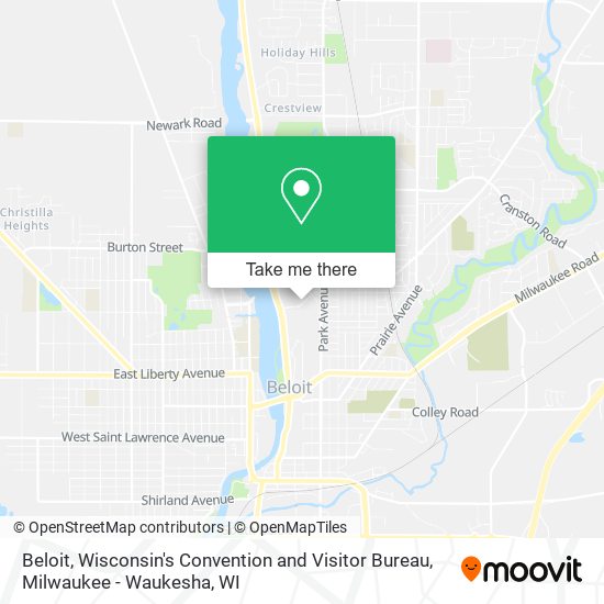 Mapa de Beloit, Wisconsin's Convention and Visitor Bureau