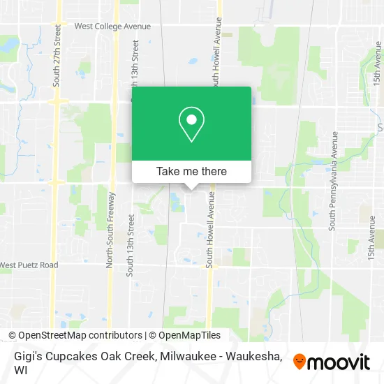 Gigi's Cupcakes Oak Creek map