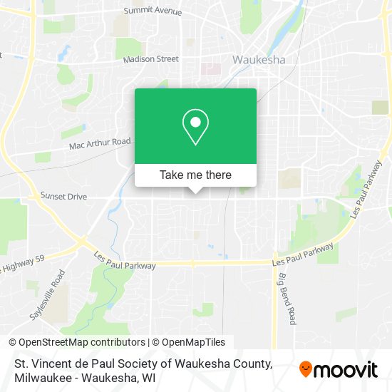 Mapa de St. Vincent de Paul Society of Waukesha County