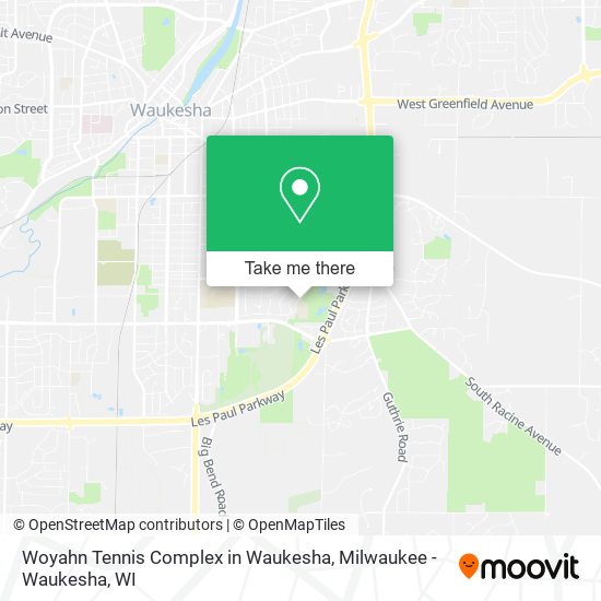 Woyahn Tennis Complex in Waukesha map