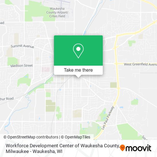 Mapa de Workforce Development Center of Waukesha County