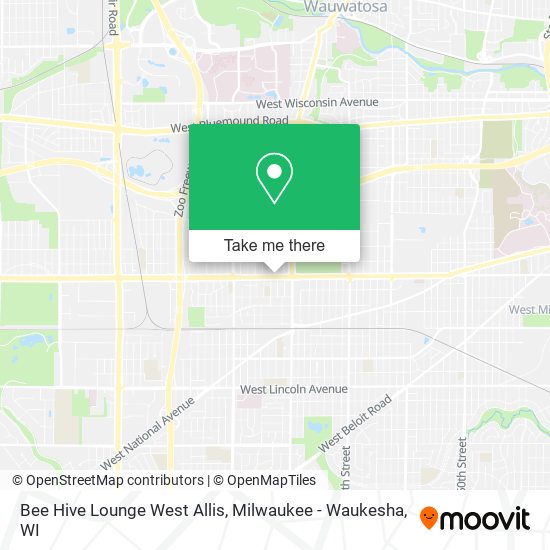 Mapa de Bee Hive Lounge West Allis