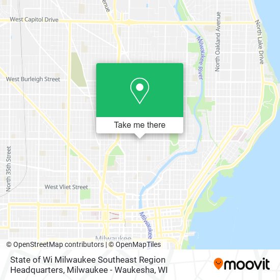 State of Wi Milwaukee Southeast Region Headquarters map