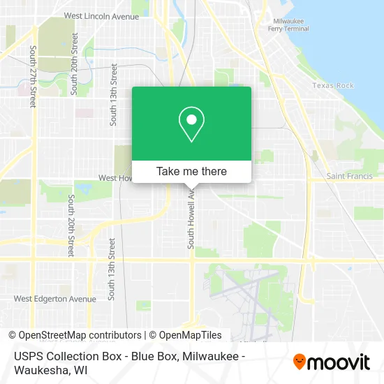 Mapa de USPS Collection Box - Blue Box