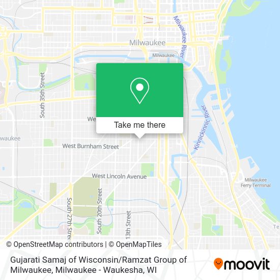 Mapa de Gujarati Samaj of Wisconsin / Ramzat Group of Milwaukee