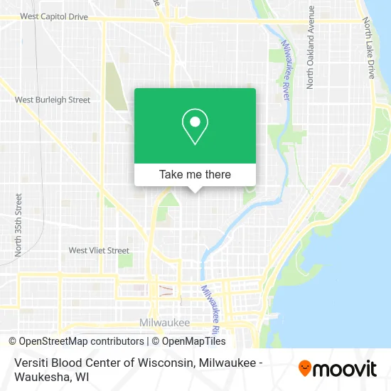 Mapa de Versiti Blood Center of Wisconsin