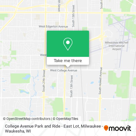 Mapa de College Avenue Park and Ride - East Lot