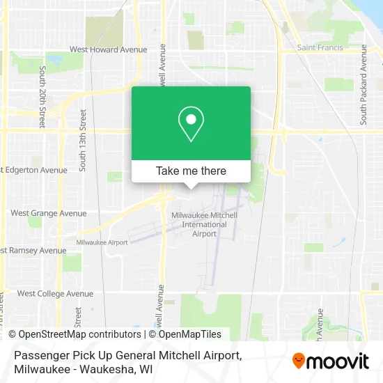Mapa de Passenger Pick Up General Mitchell Airport