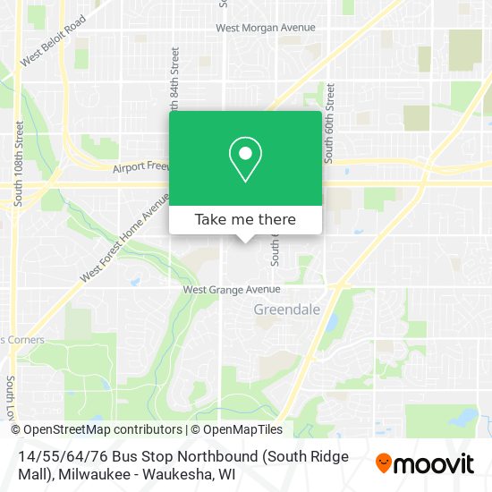 14 / 55 / 64 / 76 Bus Stop Northbound (South Ridge Mall) map