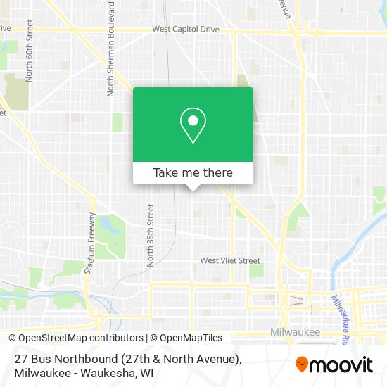 27 Bus Northbound (27th & North Avenue) map