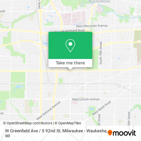 W Greenfield Ave / S 92nd St map
