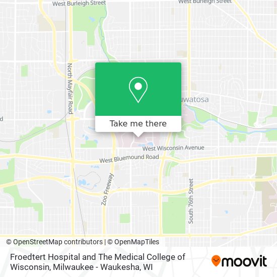 Froedtert Hospital and The Medical College of Wisconsin map