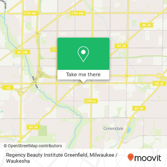 Regency Beauty Institute Greenfield map