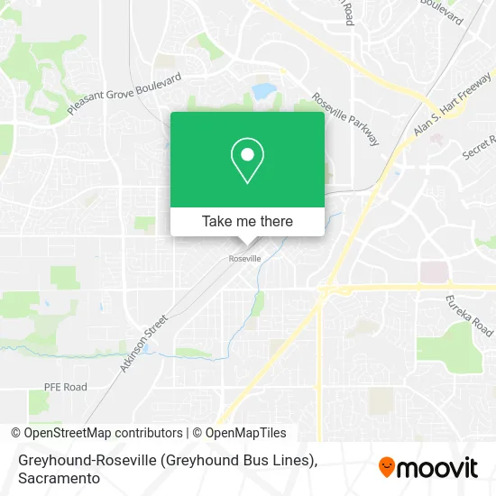 Mapa de Greyhound-Roseville (Greyhound Bus Lines)