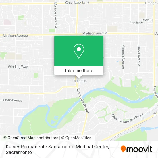 Mapa de Kaiser Permanente Sacramento Medical Center