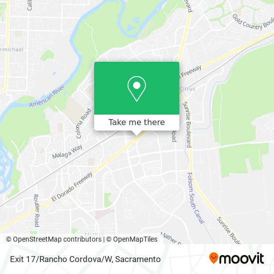 Mapa de Exit 17/Rancho Cordova/W