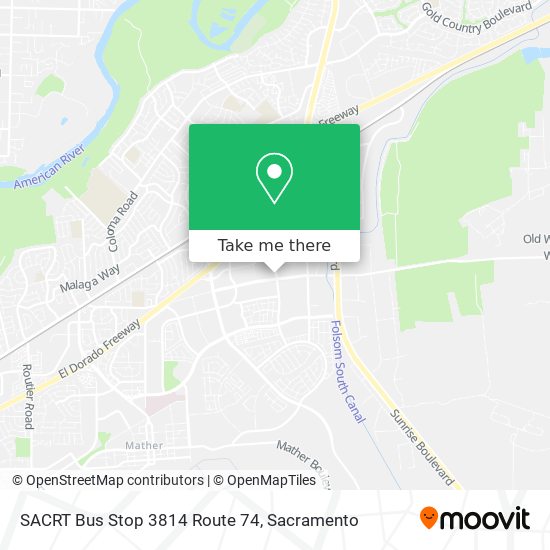 SACRT Bus Stop 3814 Route 74 map