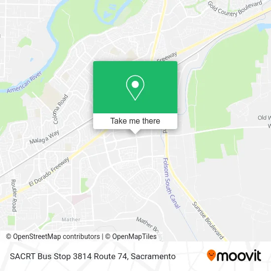 Mapa de SACRT Bus Stop 3814 Route 74