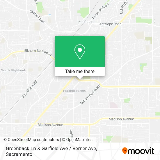 Mapa de Greenback Ln & Garfield Ave / Verner Ave