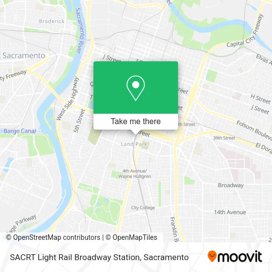 Mapa de SACRT Light Rail Broadway Station