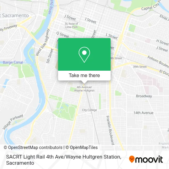 SACRT Light Rail 4th Ave / Wayne Hultgren Station map