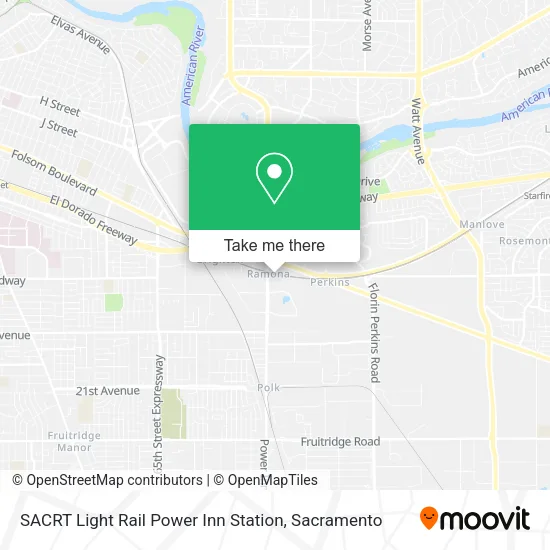 Mapa de SACRT Light Rail Power Inn Station