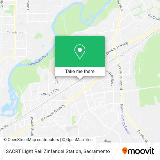 Mapa de SACRT Light Rail Zinfandel Station