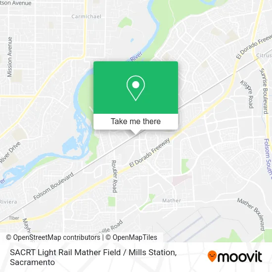Mapa de SACRT Light Rail Mather Field / Mills Station