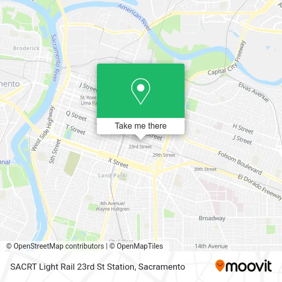 Mapa de SACRT Light Rail 23rd St Station