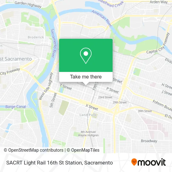 SACRT Light Rail 16th St Station map