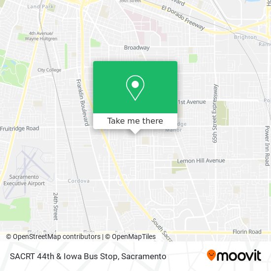 SACRT 44th & Iowa Bus Stop map