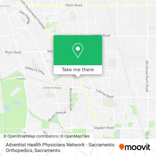Mapa de Adventist Health Physicians Network - Sacramento Orthopedics