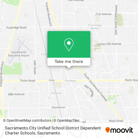 Sacramento City Unified School District Dependent Charter Schools map
