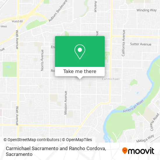 Carmichael Sacramento and Rancho Cordova map