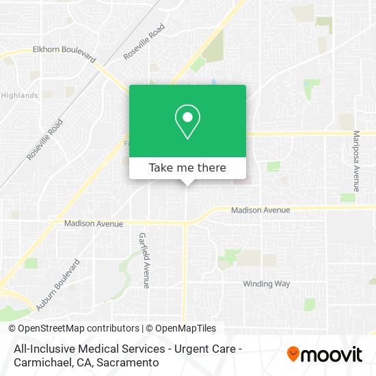 All-Inclusive Medical Services - Urgent Care - Carmichael, CA map