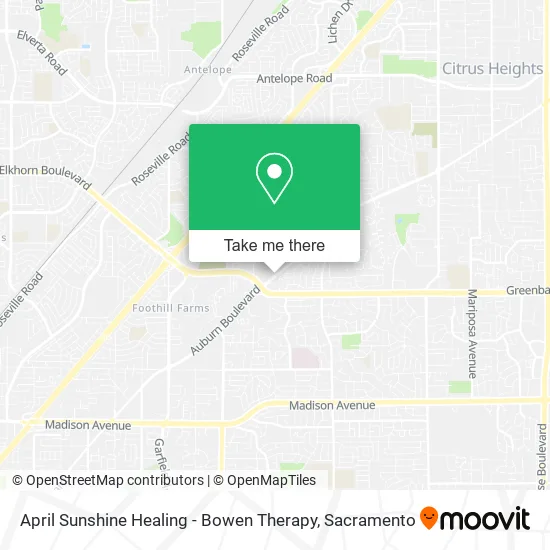 April Sunshine Healing - Bowen Therapy map