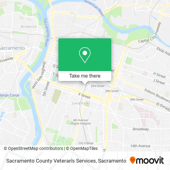 Sacramento County Veteran's Services map